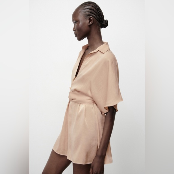 🌻HP🌻Zara Women’s X-Small Satin Effect Knot Jumpsuit - Picture 3 of 8